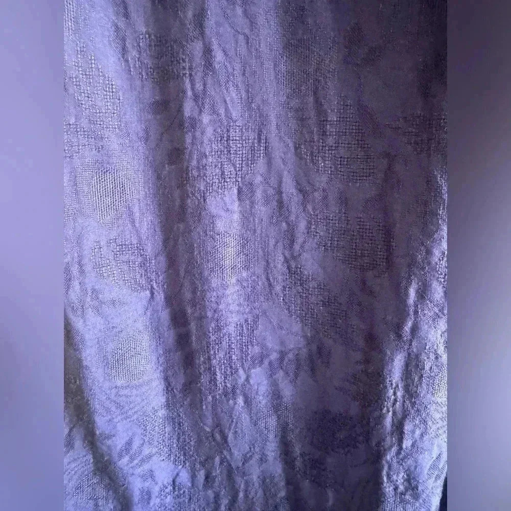 Anthropologie Navy Finley Floral Jacquard Lace-Up Linen Blend Shirt Dress 12 - Picture 15 of 16
